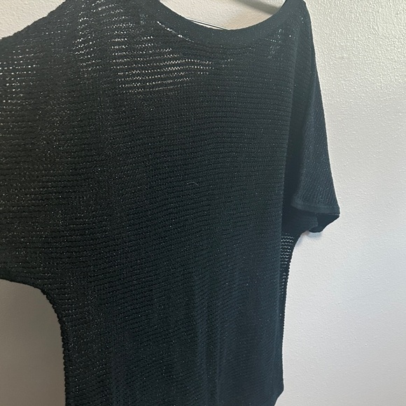 Black Sparkly Knit Short Sleeve Top - Picture 8 of 11
